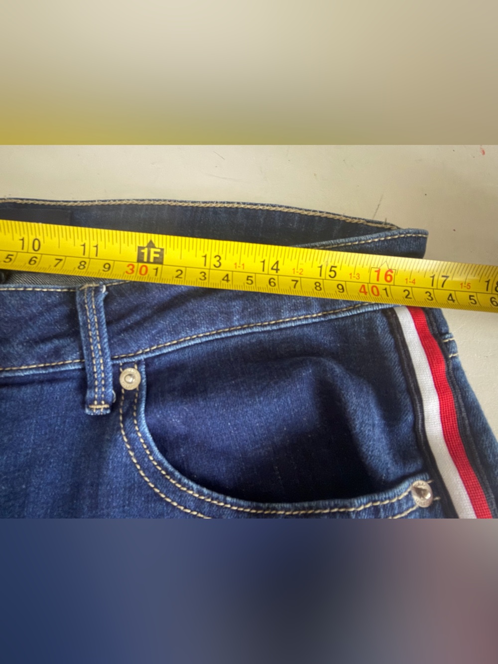 Tommy Hilfiger Navy Skinny Jeans with Red & White Side Stripes - Picture 6 of 7